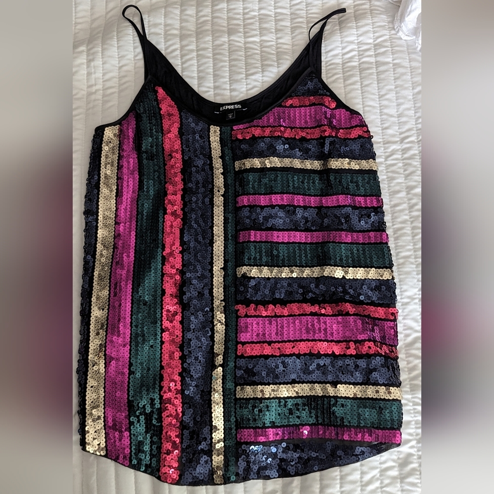 Pink/Red/Gold Sequin tank top Size:M